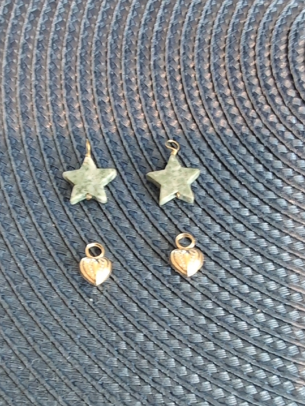 Gold Heart & Green Stone Star Earring Charms